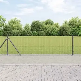 Metināta Stieņu Žogs Ar Betona Pamatni 10 X 0,4 M (Plat X Aug) Vidaxl