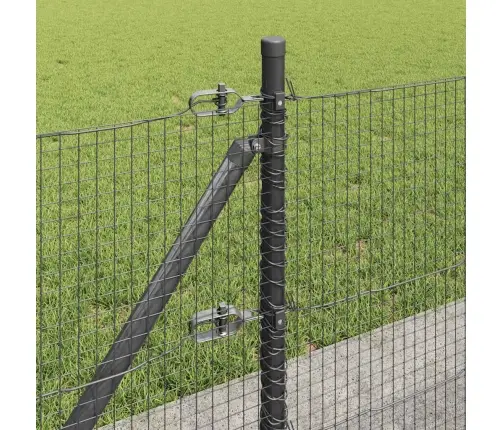 Metāla Sieta Žogs Ar 7 Flangētiem Stabiem Pelēks 0.6X10 M Vidaxl