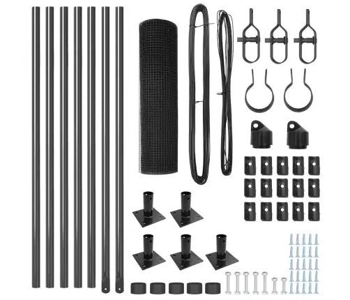 Metāla Sieta Žogs Ar 7 Flangētiem Stabiem Pelēks 0.6X10 M Vidaxl
