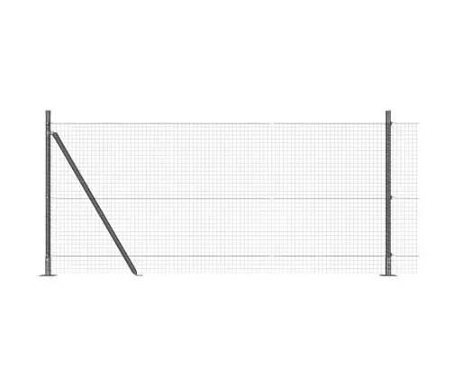 Metinātāru Žogs Ar 7 Flangētiem Stabiem Pelēks 0.8X10 M Tērauds Vidaxl