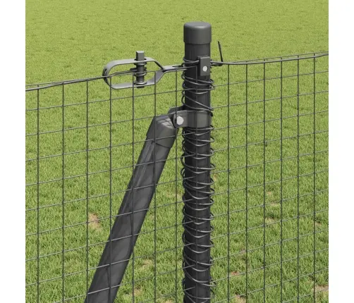 Metināts Vadu Žogs Ar 7 Flangētiem Stabiem Pelēkā 1.2X10 M Tēraudā Vidaxl