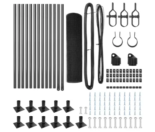 Metināts Stieple Žogs Ar 13 Plakano Stabiem Pelēks 0.4X25 M Tērauds Vidaxl