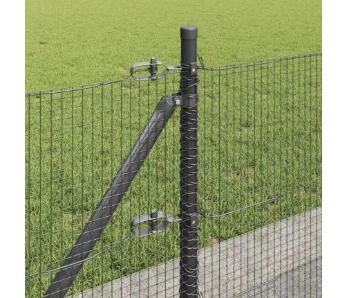 Metinātais Tīklošanas Žogs Ar 13 Flanged Stabiem Pelēks 0.6X25 M Tērauds Vidaxl