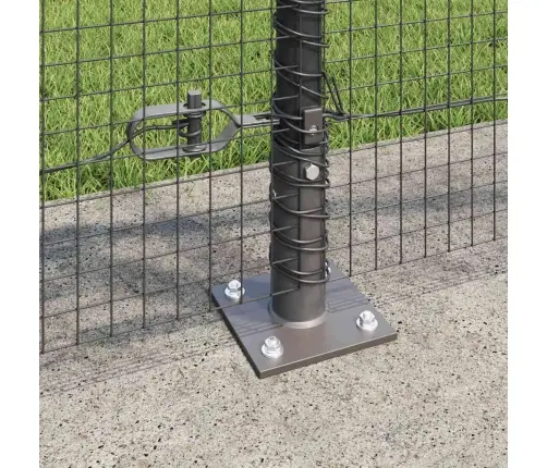 Metinātā Stieple Ar 13 Flangētiem Stabiem Pelēks 0.8X25 M Tērauda Vidaxl