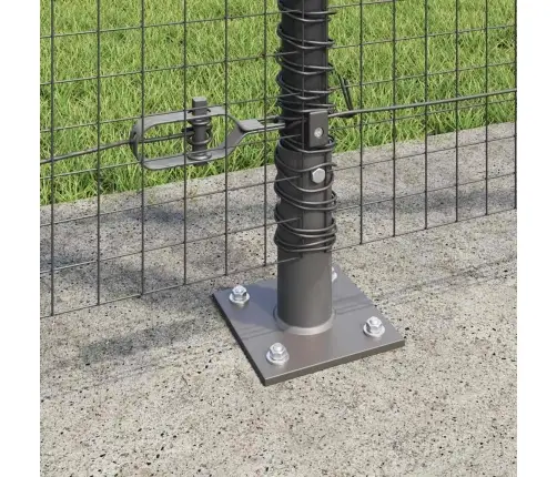 Metināts Stieples Žogs Ar 13 Flangētiem Pīlāriem Pelēks 1.2X25 M Tērauds Vidaxl