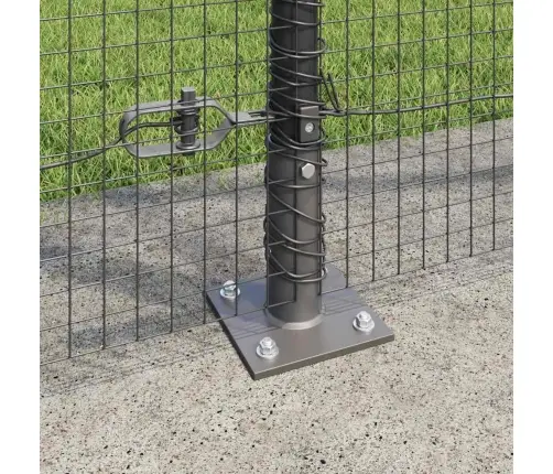 Metinātais Sieta Žogs Ar 13 Flangētiem Stabiem Pelēks 1.4X50 M Tērauds Vidaxl