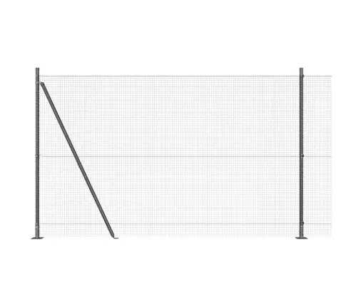 Metinātais Sieta Žogs Ar 13 Flangētiem Stabiem Pelēks 1.4X50 M Tērauds Vidaxl