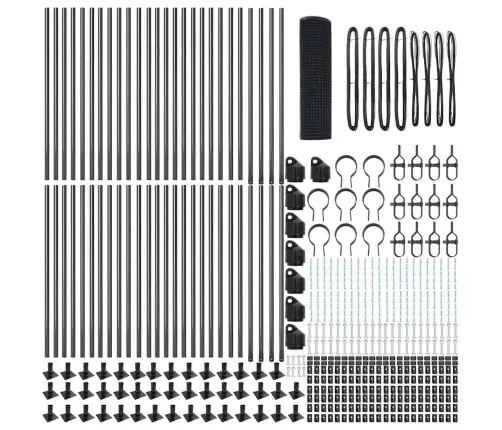 Metināts Metāla Žogs Ar 13 Flanged Stabiem Pelēks 0.4X100 M Tērauds Vidaxl