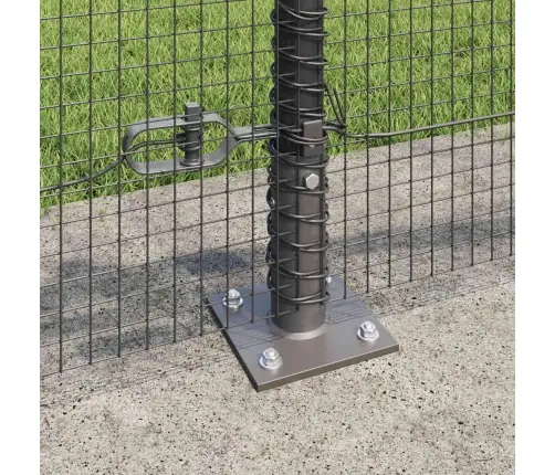 Sagrūstošais Metāla Žogs Ar 13 Flanged Stabiem Pelēks 0.4X100 M Tērauds Vidaxl