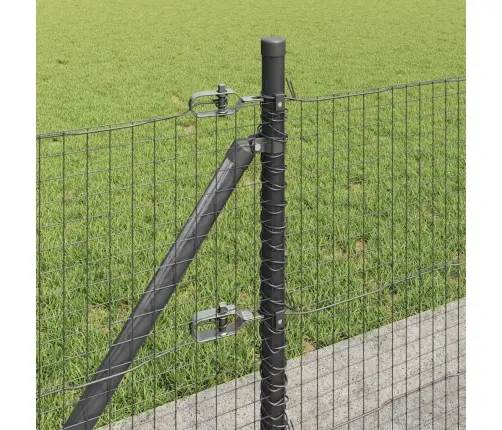 Metinātais Stieples Žogs Ar 13 Izvirzītiem Stabiem Pelēks 0.4X100 M Tērauds Vidaxl