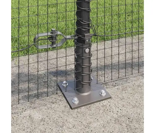 Metinātais Siets Ar 13 Flangētiem Stabiem Pelēks 0.5X100 M Tērauds Vidaxl