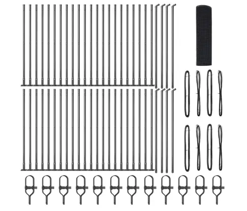 Savilktās Stieples Žogs Ar 13 Flanged Posts Pelēkā 1X100 M Tērauda Vidaxl