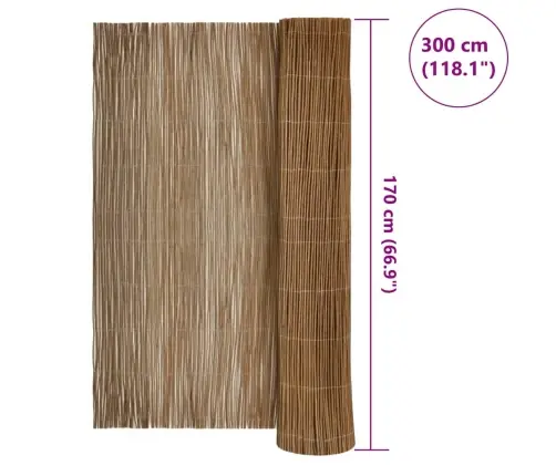 Vītolus Žogs Brūna 170 X 300 Cm Vidaxl