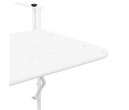 Balkona Galds Ar Pakaramo, Saliekams, Balts, 60X40 Cm, Tērauds Vidaxl