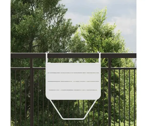 Balkona Galds Ar Pakaramo, Saliekams, Balts, 60X40 Cm, Tērauds Vidaxl