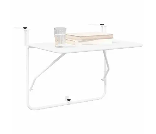 Balkona Galds Ar Pakaramo, Saliekams, Balts, 60X40 Cm, Tērauds Vidaxl