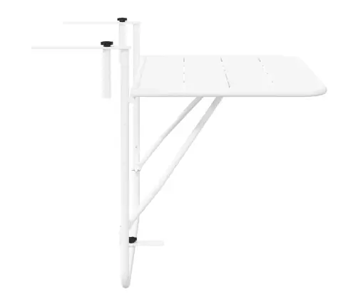 Balkona Galds Ar Pakaramo, Saliekams, Balts, 60X40 Cm, Tērauds Vidaxl