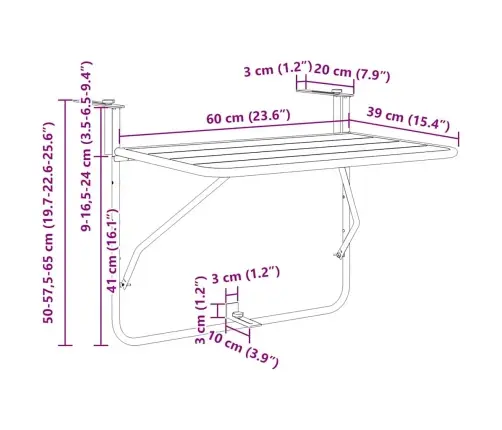 Kabantis Balkono Stalas Žalia 60 X 39 X 65 Cm Plienas