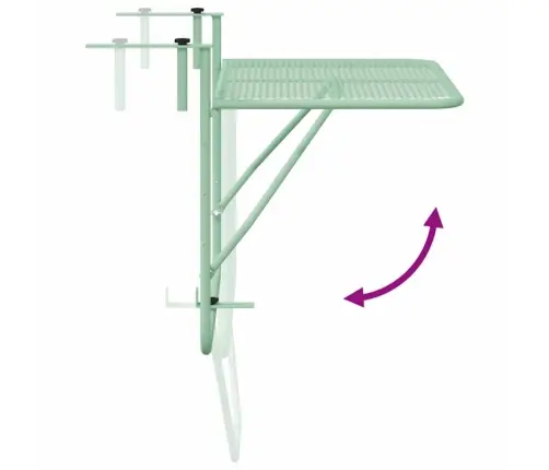 Kabantis Balkono Stalas Mėtų Žalia 60 X 39 X 65 Cm Plienas