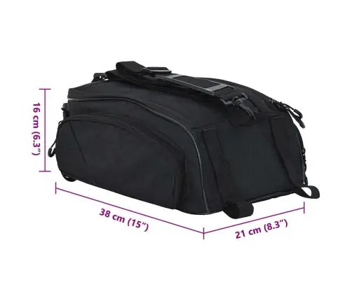 Velosipēdu Soma Pannier Statīvam 12 L Melna 38X21X16 Cm Vidaxl