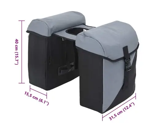 Velosipēda Pannier Soma Divām Somām 35L Pelēka Vidaxl