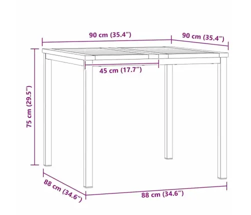 Āra Galds 90X90X74.5 Cm No Masīva Tīkkoka Vidaxl