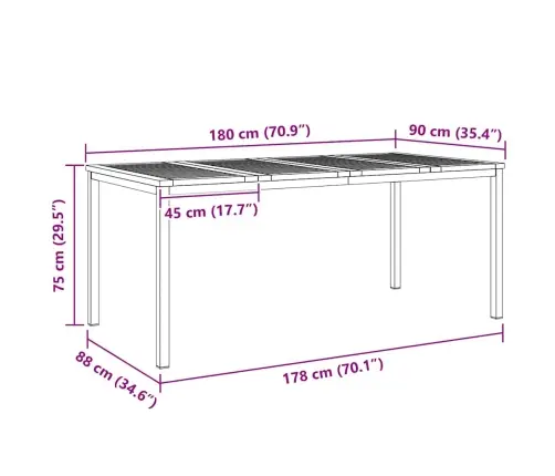 Välisöögilaud Pruun 200X90X75 Cm Tugev Teakipuit