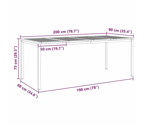 Āra Ēdamgalds 200X90X74.5 Cm Ciets Koks Akācija Vidaxl