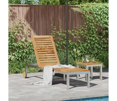 Sauļošanās Krēsls Brūna 207 X 58 X 35Cm Akācijas Masīvkoks Vidaxl