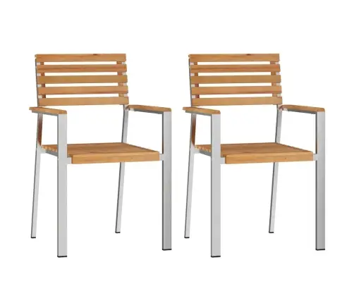 Sodo Kėdė 2 Pcs Ruda Tikmedžio Medienos Masyvas