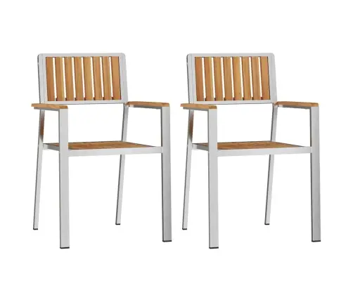 Kaudzējami Dārza Krēsli 2 Gab. Masīvkoks Teiks & Nerūsējošais Tērauds Vidaxl