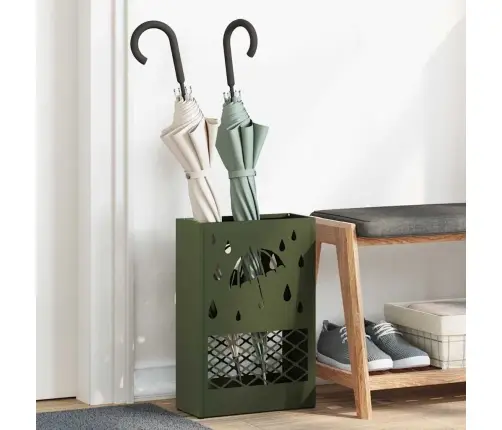 Olīvu Zaļš Lietussarga Statīvs, 28X12X41 Cm, Tērauds Vidaxl