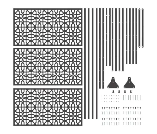 Melnais Privātuma Ekrāns 100X50X180 Cm Tērauda Vidaxl