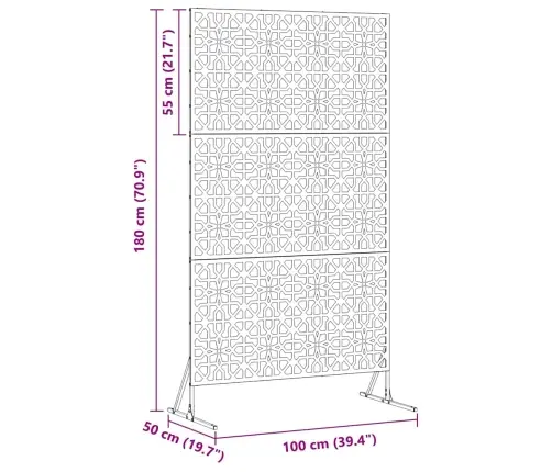 Melnais Privātuma Ekrāns 100X50X180 Cm Tērauda Vidaxl