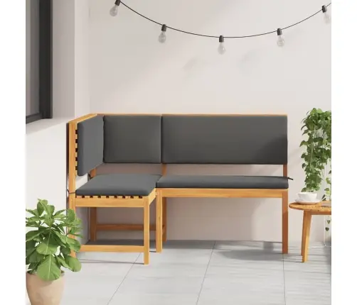 Dārza Stūra Sols Ar Spilveniem 140X100X91 Cm No Cietā Akācijas Koka Vidaxl