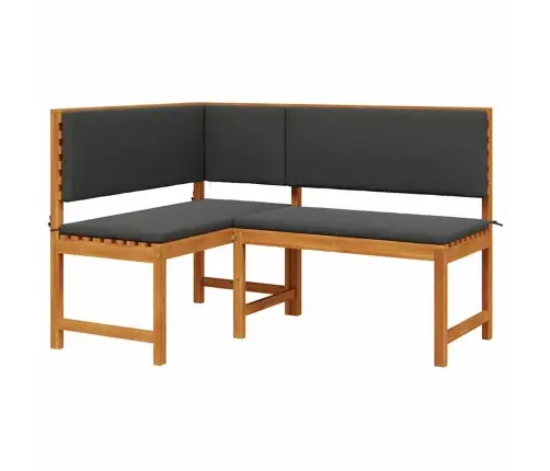 Dārza Stūra Sols Ar Spilveniem 140X100X91 Cm No Cietā Akācijas Koka Vidaxl