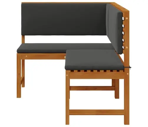 Dārza Stūra Sols Ar Spilveniem 140X100X91 Cm No Cietā Akācijas Koka Vidaxl
