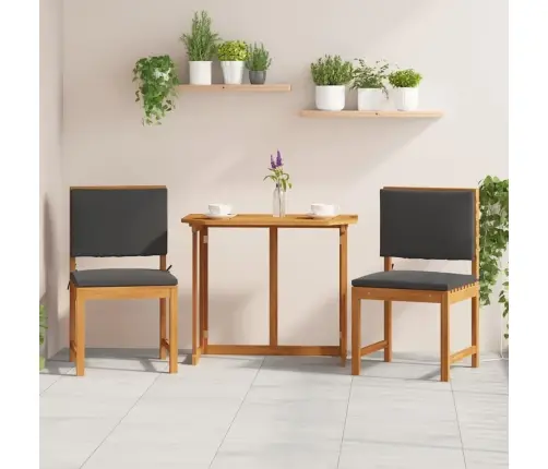 Dārza Krēsli Bez Roku Balstiem Ar Spilveniem 2 Gab. Solid Wood Akācija Vidaxl