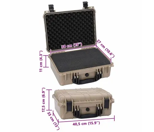Aizsargājošs Cietais Korpuss Bēšs 40.5X33X17.5 Cm Vidaxl