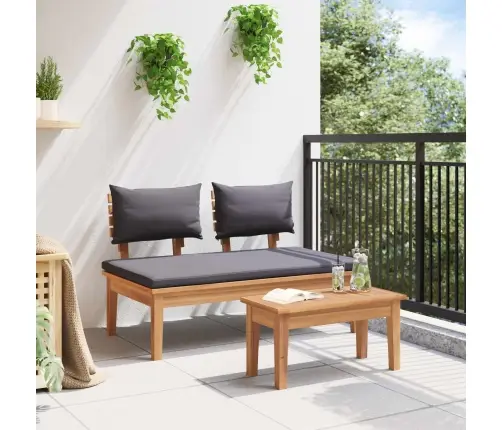 Sodo Suolas 2 Pcs Pilka Ir Ruda Tikmedžio Medienos Masyvas