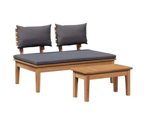 Sodo Suolas 2 Pcs Pilka Ir Ruda Tikmedžio Medienos Masyvas