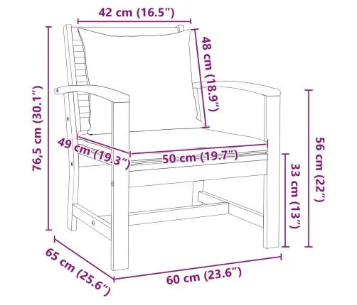 Dārza Krēsli 2 Pcs Dabiska 60 X 65 X 76.5 Cm Masīvs Tīkkoks Vidaxl