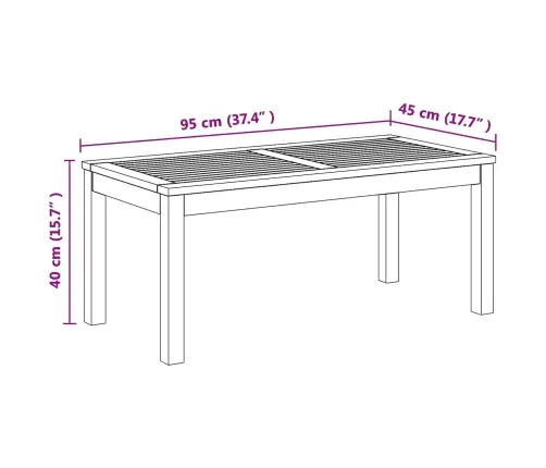 Dārza Galds Dabiska 95 X 45 X 40 Cm Masīvs Tīkkoks Vidaxl