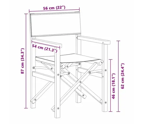 Salokāms Direktora Krēsls Pelēka 56 X 54 X 87 Cm Vidaxl
