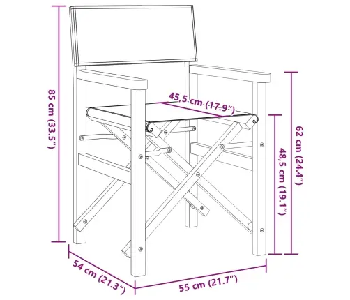 Salokāms Direktora Krēsls Pelēka 56 X 54 X 87 Cm Vidaxl