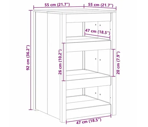 Āra Virtuves Skapis 55X55X92 Cm Masīvkoks Priedes Vidaxl