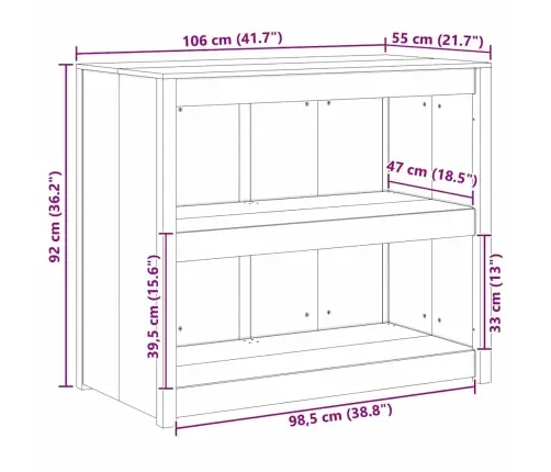 Virtuvės Spintelė Ruda 106 X 55 X 92 Cm Pušies Medienos Masyvas