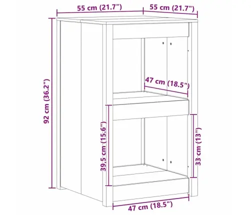 Köögikapp Riiuliga Pruun 55 X 55 X 92 Cm Männipuit