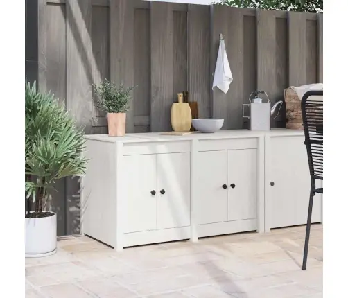 Āra Virtuves Skapis Balts 106X55X64 Cm Cietā Koka Priede Vidaxl