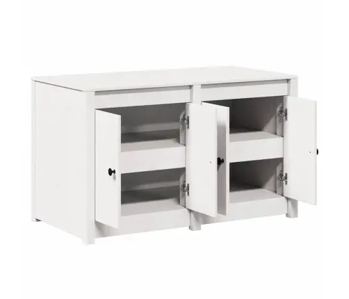 Āra Virtuves Skapis Balts 106X55X64 Cm Cietā Koka Priede Vidaxl